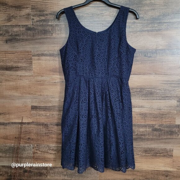 J Crew Floral Crochet Lace Fit & Flare Dress 14 Ethereal Dark Coquette Feminine - Picture 1 of 11